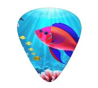 Guitar plectrums 12 pieces set Comfortable in the hand with smooth edges Three thicknesses to match Ocean Tropical Fish Picture