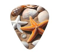 Guitar plectrums 12 pieces set Comfortable in the hand with smooth edges Three thicknesses to match Starfish Seashell Beach Prints