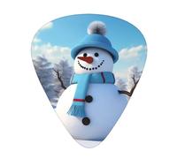 Guitar plectrums 12 pieces set Comfortable in the hand with smooth edges Three thicknesses to match Winter snowman Picture