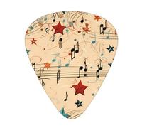 Guitar plectrums 12 pieces set Comfortable in the hand with smooth edges Three thicknesses to match vintage music note art Printing