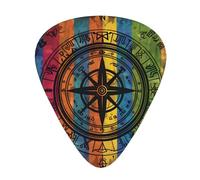 Guitar plectrums 12 pieces set Comfortable in the hand with smooth edges Three thicknesses to match magical design norse runes compass gay pride rainbow pattern Printing