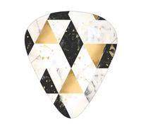 Guitar plectrums 12 pieces set Comfortable in the hand with smooth edges Three thicknesses to match Fashion Modern Black White Gold Triangles Printing