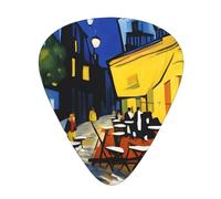 Guitar plectrums 12 pieces set Comfortable in the hand with smooth edges Three thicknesses to match Cafe Terrace at Night Pattern