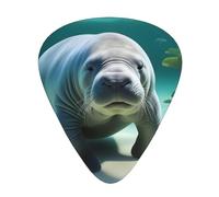 Guitar plectrums 12 pieces set Comfortable in the hand with smooth edges Three thicknesses to match Cute Manatee Picture