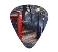 Guitar plectrums 12 pieces set Comfortable in the hand with smooth edges Three thicknesses to match Red Phone Booth London Street Prints