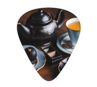 Guitar plectrums 12 pieces set Comfortable in the hand with smooth edges Three thicknesses to match Black Afternoon Tea Picture