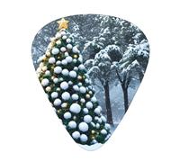 Guitar plectrums 12 pieces set Comfortable in the hand with smooth edges Three thicknesses to match Christmas Tree Snow Pattern