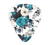 Guitar plectrums 12 pieces set Comfortable in the hand with smooth edges Three thicknesses to match Black White Teal Gray Rose Flowers Printing