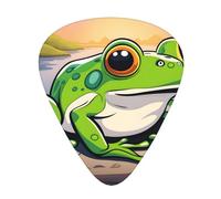 Guitar plectrums 12 pieces set Comfortable in the hand with smooth edges Three thicknesses to match Cartoon frog Prints
