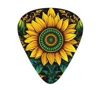 Guitar plectrums 12 pieces set Comfortable in the hand with smooth edges Three thicknesses to match Weed with Sunflower Picture