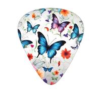 Guitar plectrums 12 pieces set Comfortable in the hand with smooth edges Three thicknesses to match White Floral Pattern Colorful Butterflie Picture