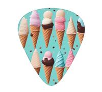 Guitar plectrums 12 pieces set Comfortable in the hand with smooth edges Three thicknesses to match Ice Cream Cones Pattern