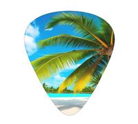 Guitar plectrums 12 pieces set Comfortable in the hand with smooth edges Three thicknesses to match Palm Tree Tropical Picture