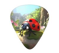 Guitar plectrums 12 pieces set Comfortable in the hand with smooth edges Three thicknesses to match Cartoon Red Ladybug Picture