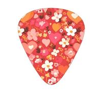 Guitar plectrums 12 pieces set Comfortable in the hand with smooth edges Three thicknesses to match valentine's day red heart flower Printing