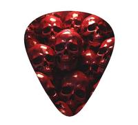 Guitar plectrums 12 pieces set Comfortable in the hand with smooth edges Three thicknesses to match Red Skulls Prints