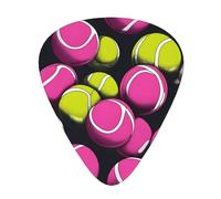 Guitar plectrums 12 pieces set Comfortable in the hand with smooth edges Three thicknesses to match Bright Pink Tennis Balls Prints