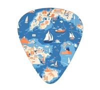 Guitar plectrums 12 pieces set Comfortable in the hand with smooth edges Three thicknesses to match Greece Map Printing