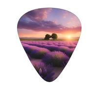 Guitar plectrums 12 pieces set Comfortable in the hand with smooth edges Three thicknesses to match Lavender Meadow at Sunset Spring Picture