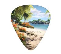 Guitar plectrums 12 pieces set Comfortable in the hand with smooth edges Three thicknesses to match Tropical beach plant theme Picture