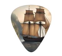 Guitar plectrums 12 pieces set Comfortable in the hand with smooth edges Three thicknesses to match Sailboat Ship Landscape Prints