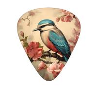 Guitar plectrums 12 pieces set Comfortable in the hand with smooth edges Three thicknesses to match Vintage Bird Flower Picture