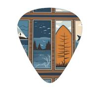 Guitar plectrums 12 pieces set Comfortable in the hand with smooth edges Three thicknesses to match Lodge Bear Deer Fish Pattern