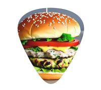 Guitar plectrums 12 pieces set Comfortable in the hand with smooth edges Three thicknesses to match Chicken leg burger drink Pattern