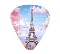 Guitar plectrums 12 pieces set Comfortable in the hand with smooth edges Three thicknesses to match paris street eiffel tower pink floral Printing