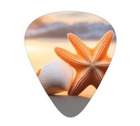 Guitar plectrums 12 pieces set Comfortable in the hand with smooth edges Three thicknesses to match Beach Seashell Starfish Pattern