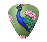 Guitar plectrums 12 pieces set Comfortable in the hand with smooth edges Three thicknesses to match Peony Peacock Picture