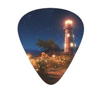 Guitar plectrums 12 pieces set Comfortable in the hand with smooth edges Three thicknesses to match Starfish Lighthouse Beach Picture