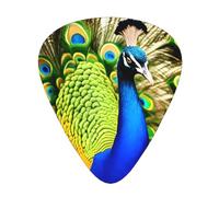 Guitar plectrums 12 pieces set Comfortable in the hand with smooth edges Three thicknesses to match Beautiful peacock Picture