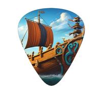 Guitar plectrums 12 pieces set Comfortable in the hand with smooth edges Three thicknesses to match Vikings Boat Picture