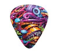 Guitar plectrums 12 pieces set Comfortable in the hand with smooth edges Three thicknesses to match graffiti hip hop Printing