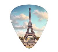 Guitar plectrums 12 pieces set Comfortable in the hand with smooth edges Three thicknesses to match Vintage Eiffel Tower Picture