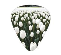 Guitar plectrums 12 pieces set Comfortable in the hand with smooth edges Three thicknesses to match White Tulips Flowers Prints