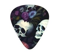 Guitar plectrums 12 pieces set Comfortable in the hand with smooth edges Three thicknesses to match horrible dark skulls flowers pattern Printing