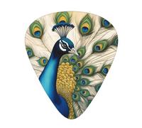 Guitar plectrums 12 pieces set Comfortable in the hand with smooth edges Three thicknesses to match peacockBeautiful peacock in full bloom Pattern