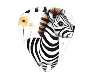 Guitar plectrums 12 pieces set Comfortable in the hand with smooth edges Three thicknesses to match Cute zebra watercolor Picture