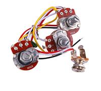 Guitar Potentiometer Kit 1 Volume 2 Tone Electric Guitar Wiring Harness Kit Plastic Potentiometer for Jazz Bass Wiring Harness, A250K B250K with Jack