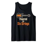 Guitar Powered By Six Strings Music Guitarist Player Gift Tank Top