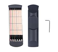 Guitar Practice Tool, 6 - String Portable Guitar Chord Trainer for Beginners, Compact Fingerboard with Solid Wood and Metal Construction for Silent Scale Drills On (Four Fret Color String Pocket