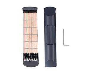 Guitar Practice Tool Portable Beginner Chord Trainer for Scale Practice on the Go (Sixth-grade colorful string pocket guitar)