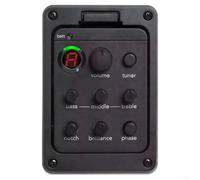 Guitar Preamp Acoustic with Built-in Chromatic Tuner - 4 Band Equalizer for Travel Guitar - Easy Install Piezo System 55x84mm