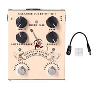 Guitar Preamp Effect Analog Stompbox Pedal with Knob Control, DC9V 100mA Power Supply - Premium Sound Quality, Adjustable Volume and Feedback, Ideal for Guitarists