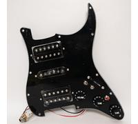 Guitar Prewired Loaded Pickguard for Fender Strar Alnico 5 Humbucker Pickups Set with 2 Coil Split Push-Pull Switches & Boost - Prewired Upgrade Harness for USA/Mexico Strat Guitars (Black)