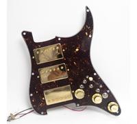 Guitar Prewired Loaded Pickguard Set for Fender ST HHH Loaded Pickguard,Alnico 5 Humbucker Pickups with Coil Split, Compatible with Pickups Set, Complete Wiring Harness Upgrade Kit (Brown Tortoise)