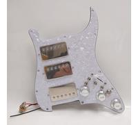 Guitar Prewired Loaded Pickguard Set for Fender ST HHH Loaded Pickguard,Alnico 5 Humbucker Pickups with Coil Split, Compatible with Pickups Set, Complete Wiring Harness Upgrade Kit (White Pearl-B)