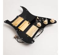 Guitar Prewired Loaded Pickguard Set for Fender ST HHH Loaded Pickguard,Alnico 5 Humbucker Pickups with Coil Split, Compatible with Pickups Set, Complete Wiring Harness Upgrade Kit (Black-B)